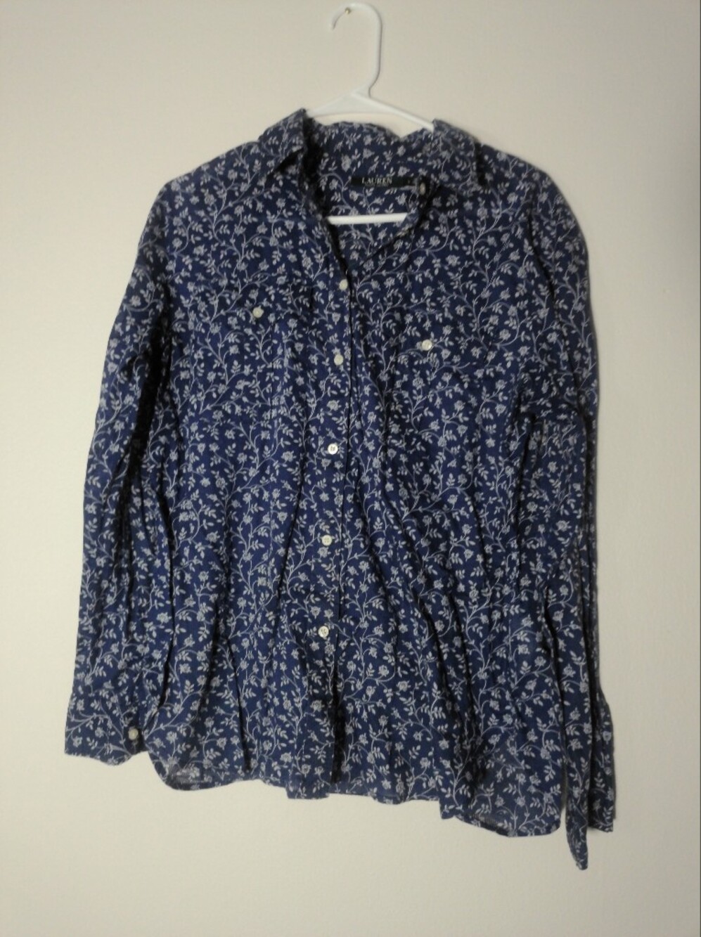 Ralph Lauren Navy Floral Print Button-Down Shirt